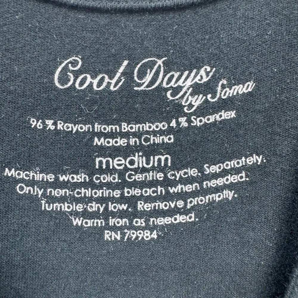 Soma Cool Days Women's M Black Knit Dress Ruffle Sleeve‎ Pleated Knee Length
